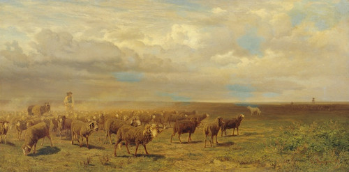 Digital Print - Schafherde in der Puszta by Gustav Ranzoni
