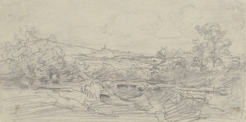 Digital Print - Hill landscape with castle by Anton Burger