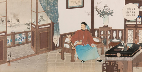 Digital Print - Admiral Ding Ruchang of the Chinese Beiyang Fleet, Totally Destroyed at Weihaiwei, Commits Suicide at His Official Residence by Toshikata Mizuno