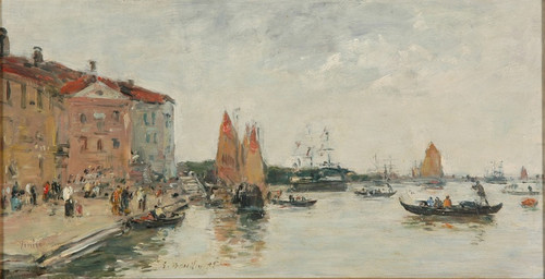 Digital Print - Venise; le quai et l'glise San Biagio by Eugne Boudin