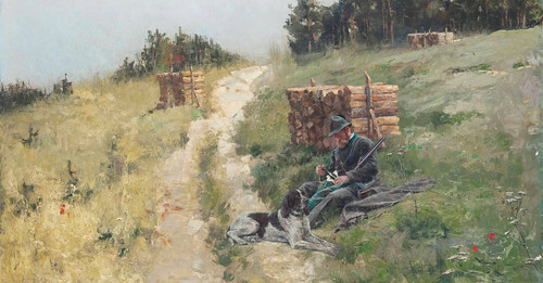 Digital Print - A hunter taking refreshment by Jaroslav Vn