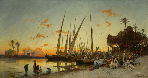 Digital Print - Feluccas on the Nile by Hermann David Salomon Corrodi