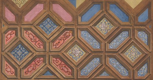 Digital Print - Alternate designs for the decoration of a coffered ceiling by Jules-Edmond-Charles Lachaise