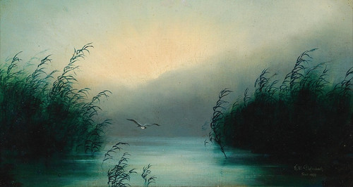 Digital Print - Seagull in Reeds by Karl Wilhelm Diefenbach