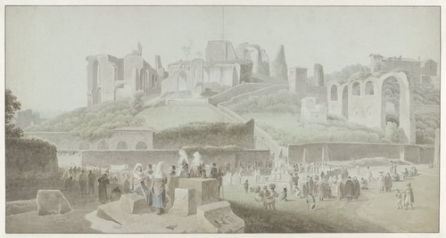 Digital Print - A Procession at the Foot of the Palatine Hill in Rome by Josephus Augustus Knip