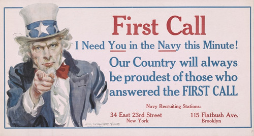 Digital Print - First call - I need you in the Navy this minute! Our country will always be proudest of those who answered the first call by James Montgomery Flagg