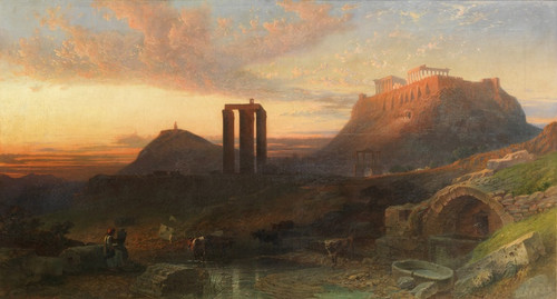 Digital Print - The Acropolis of Athens, with Mount Hymettus and the Olive Groves of the Academy by Harry John Johnson