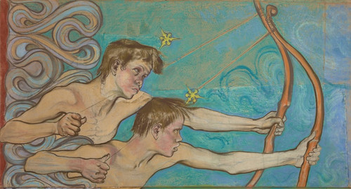 Digital Print - Archers  Fragment of the Composition 'Fallen Angels.' Design to the Painting Decoration in the Franciscan Church in Krakow by Stanisaw Wyspiaski