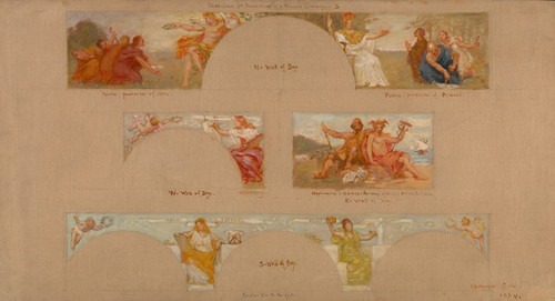Digital Print - Sketches for a Decoration of a Private Library 'B' by Kenyon Cox