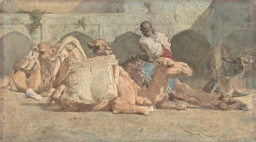Digital Print - Camels Reposing, Tangiers by Mariano Fortuny Marsal
