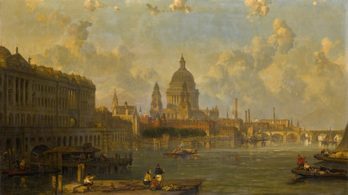 Digital Print - View From Waterloo Bridge, Embracing St. Pauls, Somerset House And Temple by David Roberts