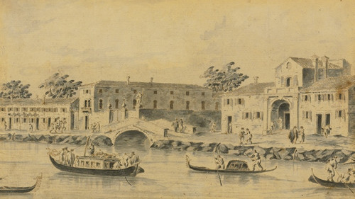Digital Print - A View Of The River Brenta, With The Burchiello by Giacomo Guardi