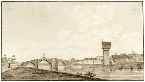 Digital Print - Brug over een rivier bij Valladolid by Otto Howen