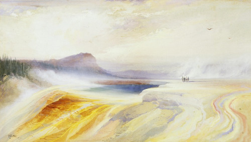 Digital Print - Great Blue Spring of the Lower Geyser Basin, Firehole River, Yellowstone by Thomas Moran