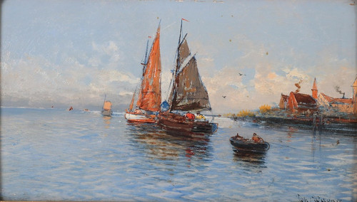 Digital Print - Fischerboote II by Hans Johann Wagner