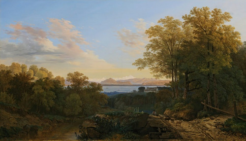 Digital Print - View Of Lake Geneva And The Mont-Blanc Massif, From The Heights Of Chambsy, Behind The House Of The Empress Josphine by Wolfgang Adam Tpffer