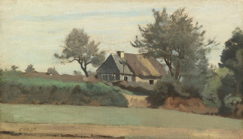 Digital Print - Achicourt, prs Arras  chaumires dans les arbres by Jean-Baptiste-Camille Corot Digital Print - Achicourt, prs Arras  chaumires dans les arbres by Jean-Baptiste-Camille Corot