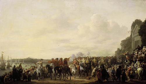Digital Print - Charles II (1630-1685) stopping at the Estate of Wema on the Rotte on his Journey from Rotterdam to The Hague, 25 May 1660 by Johannes Lingelbach