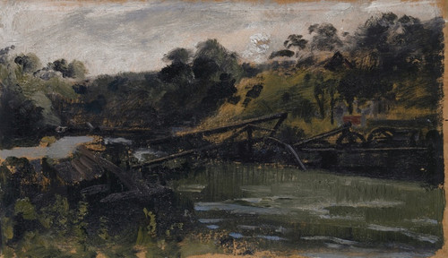 Digital Print - The Collapsed Bridge after the Train Accident of Munchenstein on June 14 by Ernst Stckelberg