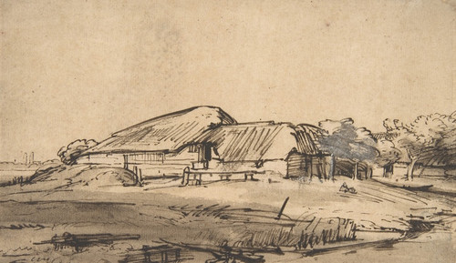 Digital Print - Group of Farm Buildings by Rembrandt van Rijn