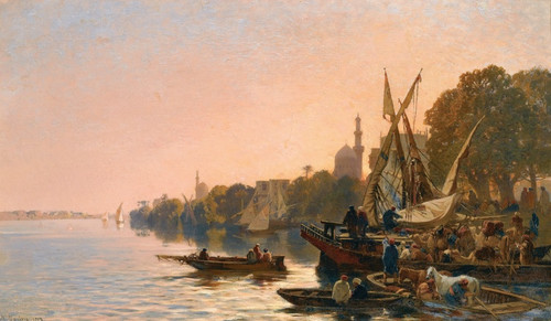 Digital Print - A Ferry On The Nile by Alberto Pasini Digital Print - A Ferry On The Nile by Alberto Pasini