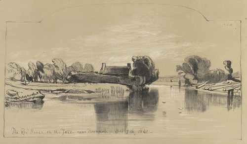 Digital Print - The Red House on the Lake near Norwich Oct. 7th, 1841 by Miles Edmund Cotman Digital Print - The Red House on the Lake near Norwich Oct. 7th, 1841 by Miles Edmund Cotman