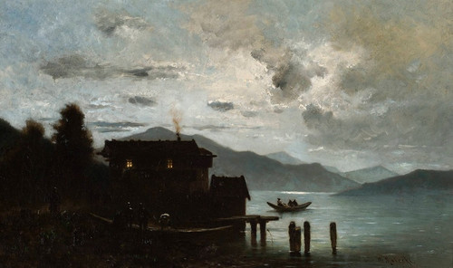 Digital Print - Mountain lake at night by Wadysaw Aleksander Malecki