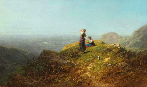 Digital Print - Blick ins Tal (Zwei Mdchen auf einer Alpe) by Carl Spitzweg