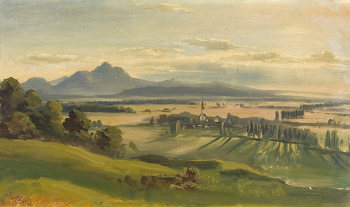Digital Print - Blick von Salzburg gegen Bayern mit dem Dorf Liefering und dem Hochstaufen by Josef Mayburger