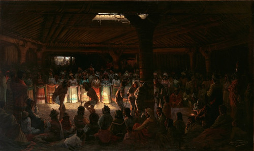 Digital Print - Dance in a Subterranean Roundhouse at Clear Lake, California by Jules Tavernier