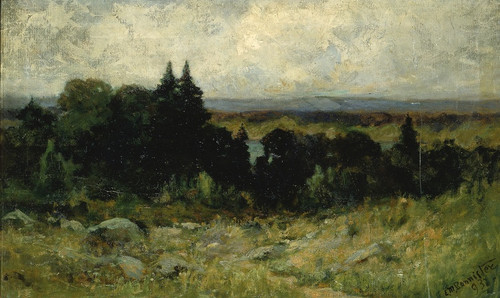 Digital Print - Untitled (landscape, fields with rocks and trees) by Edward Mitchell Bannister