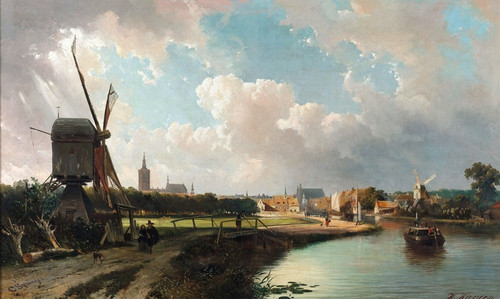 Digital Print - View of The Hague from the Delftse Vaart in the Seventeenth Century by Gerrit Adriaensz. Berckheyde
