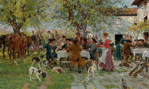 Digital Print - The Huntsmen's Lunch by Raffaello Sorbi