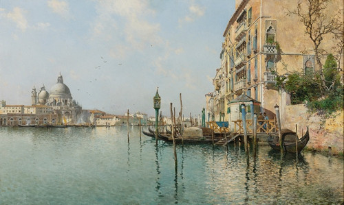 Digital Print - At The Mouth Of The Grand Canal, Santa Maria Della Salute In The Distance by Emilio Snchez-Perrier