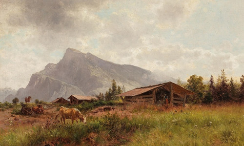 Digital Print - A View of Untersberg from Wals by Gustav Barbarini