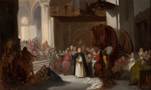 Digital Print - Scene in a church, sketch for a historical scene by Stanisaw Chlebowski