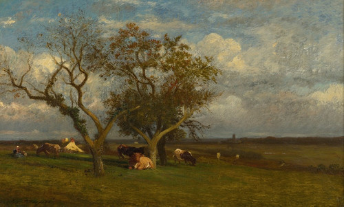 Digital Print - Landscape With Cows by Jules Dupr