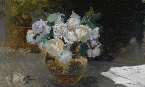 Digital Print - Bodegon De Rosas Blancas (Bouquet Of White Roses) by Joaqun Sorolla