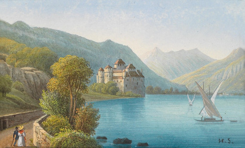 Digital Print - Blick auf Schloss Chillon am Genfer See by Hubert Sattler