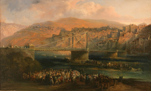 Digital Print - View of City of Fraga and its Hanging Bridge by Genaro Prez Villaamil