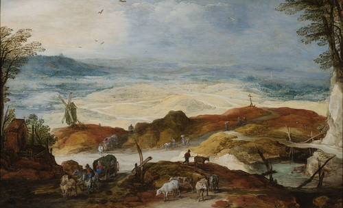 Digital Print - Sandy landscape with travellers and cattle by Joos de Momper