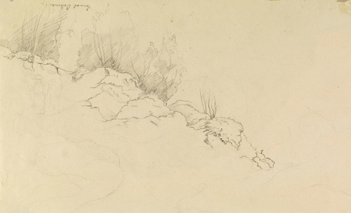 Digital Print - Rocky Forest with Strollers by Ernst Ferdinand Oehme