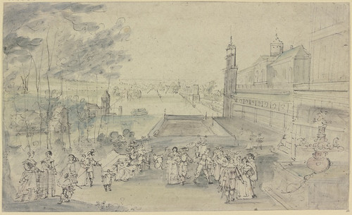 Digital Print - Ansicht eines Schlosses mit Gartengesellschaft by Johann Wilhelm Baur Digital Print - Ansicht eines Schlosses mit Gartengesellschaft by Johann Wilhelm Baur