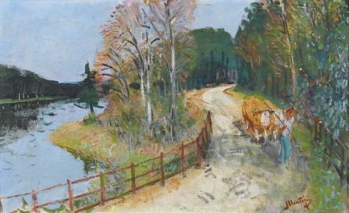 Digital Print - Attelage de Boeufs sur les Bords du Loing by Pierre-Eugne Montzin