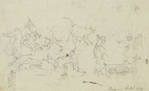 Digital Print - Capturing two oxen by Alfred Rethel