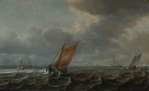 Digital Print - Ships on the Haarlemmermeer with additional vessels in the distance by Justus de Verwer