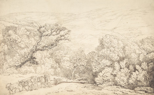 Digital Print - Landscape with Oxen and Felled Tree by Thomas Rowlandson