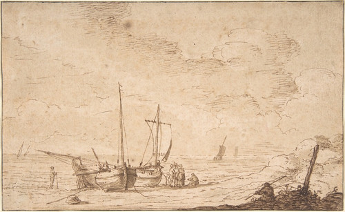Digital Print - Beach Scene with Boats by Pieter Mulier the Elder