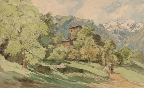Digital Print - The Castle of Brglen with the Alps Beyond by Carl Wagner