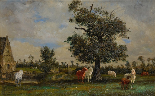 Digital Print - Chevaux sous un pommier by Jules-Jacques Veyrassat